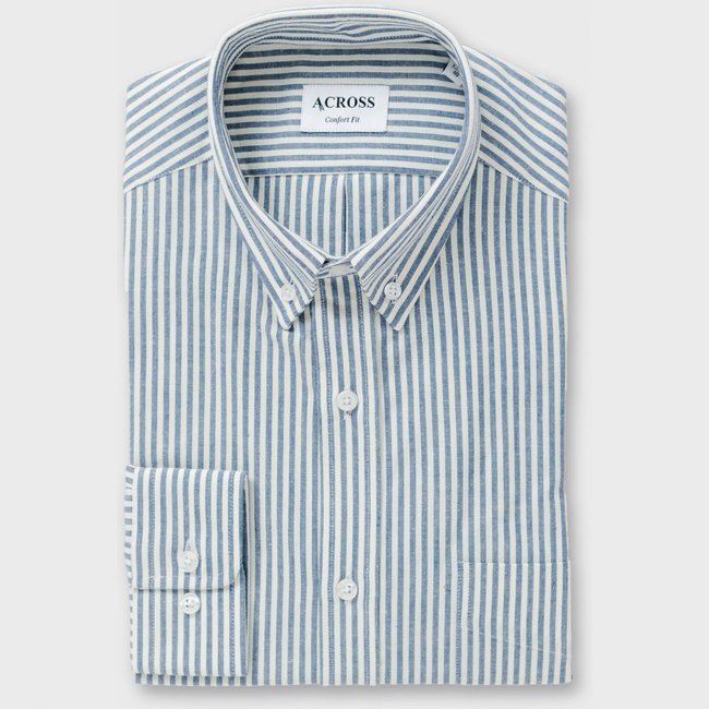 Chemise Confort fit rayures vintage bleu marine <span itemprop=