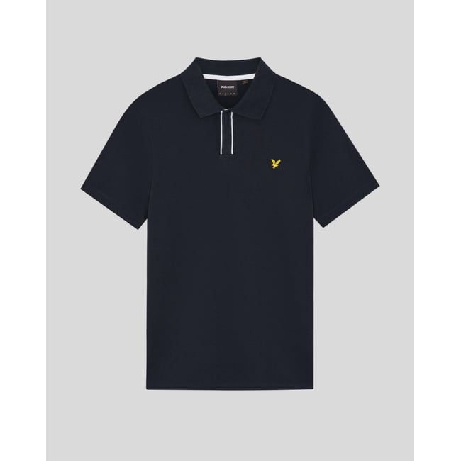 Polo patte à liserés contrastés bleu foncé marine <span itemprop=