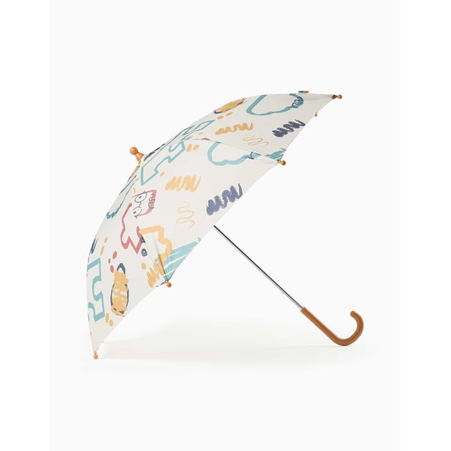Parapluie automatique avec imprimé coloré jaune <span itemprop=