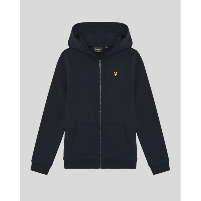 Sweat à capuche zippé en coton loopback bleu foncé marine <span itemprop=