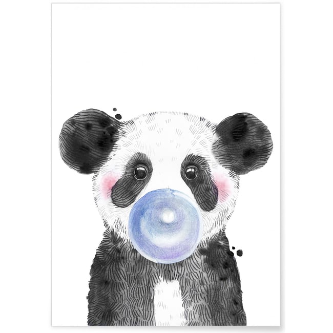 Affiche Bulle de Panda Bleue Couleur blanc <span itemprop=
