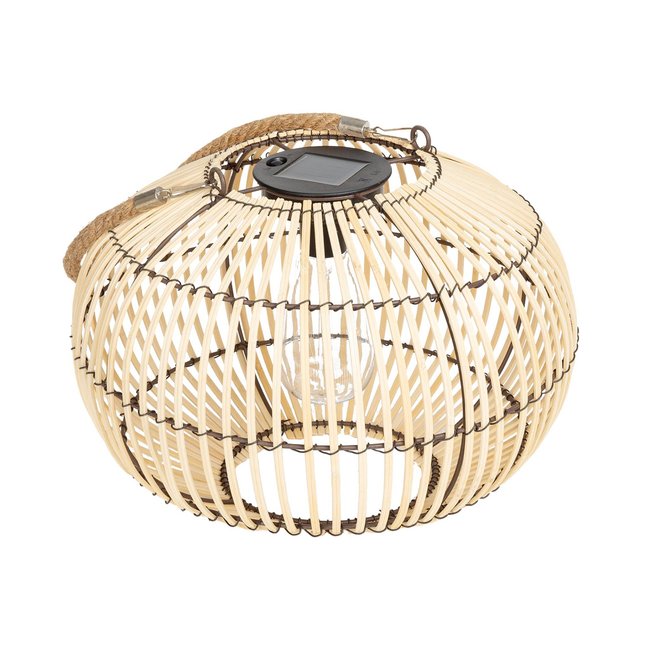 Lampe extérieur solaire LED rotin Ø31,5cm LILOU Couleur naturel <span itemprop=