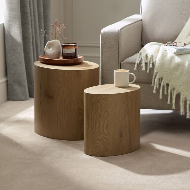 Set of 2 Taryn Oval Nesting Side Tables - SO'HOME