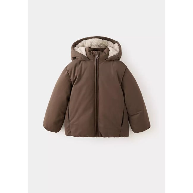 Anorak matelassé moutonné marron <span itemprop=