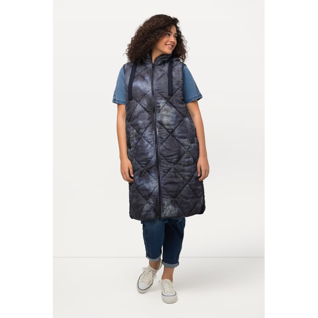 Long gilet matelassé gris bleu <span itemprop=