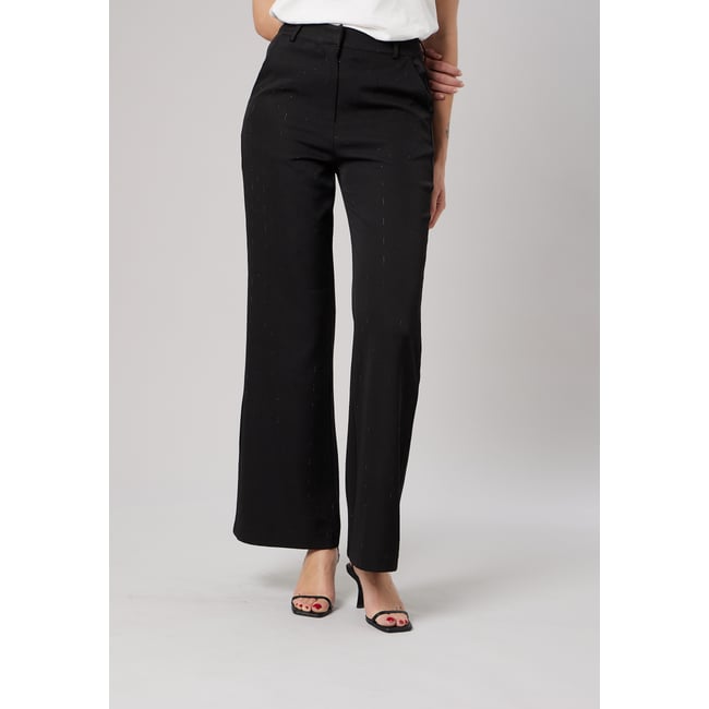 Pantalon large femme à strass CLAUDIA noir <span itemprop=