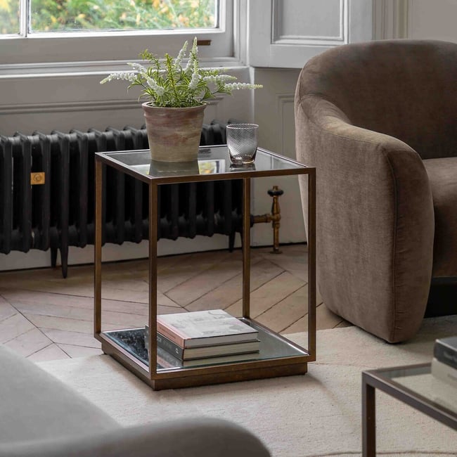 Alaric Glass & Metal Side Table, bronze, ÉDITÉ