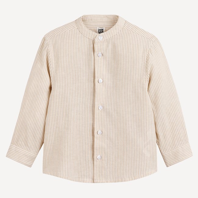Striped Shirt, Mandarin Collar, Cotton/linen striped LA REDOUTE COLLECTIONS