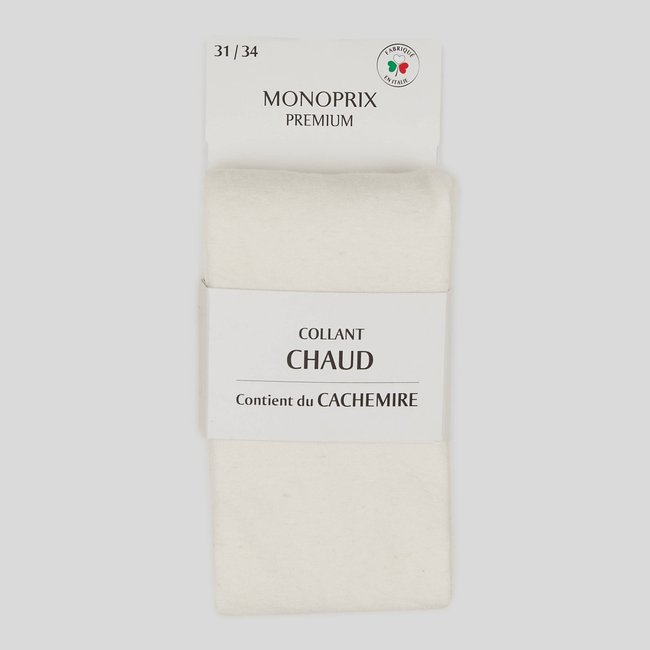 Collants chauds ecru <span itemprop=