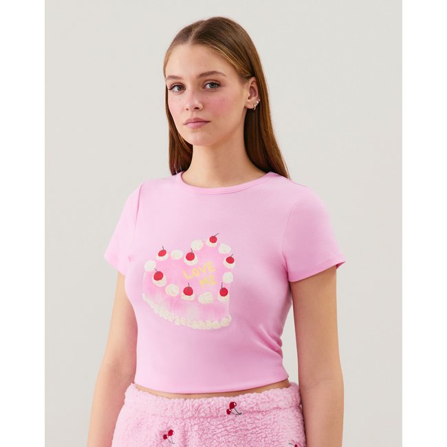 Top en jersey à motifs CHANTILLY rose <span itemprop=