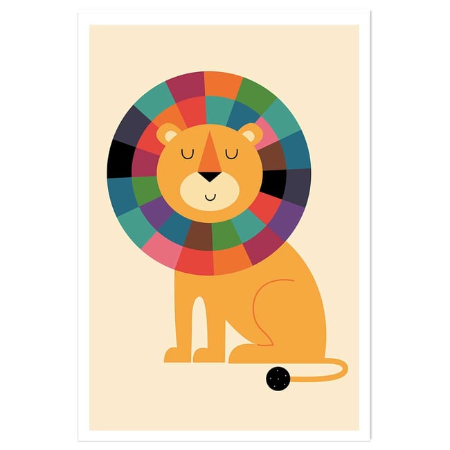 Affiche enfant rainbow lion - HEXOA