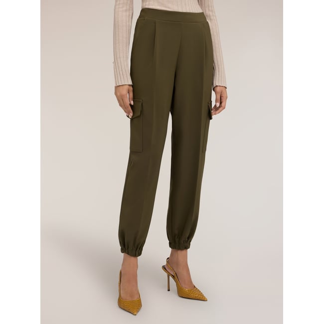 Pantalon cargo avec cheville élastiquée verde militare <span itemprop=