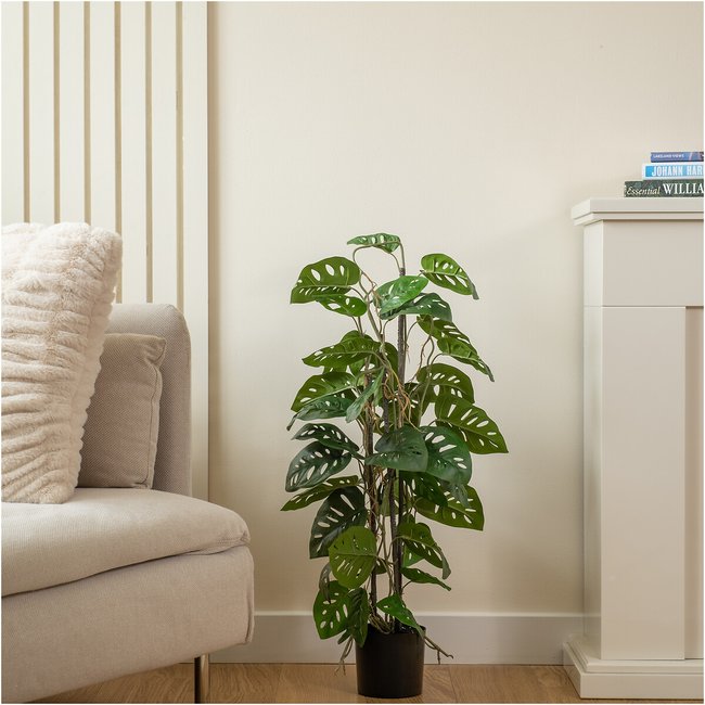 77cm Monkey Mask Climbing Monstera Plant, green, SO'HOME