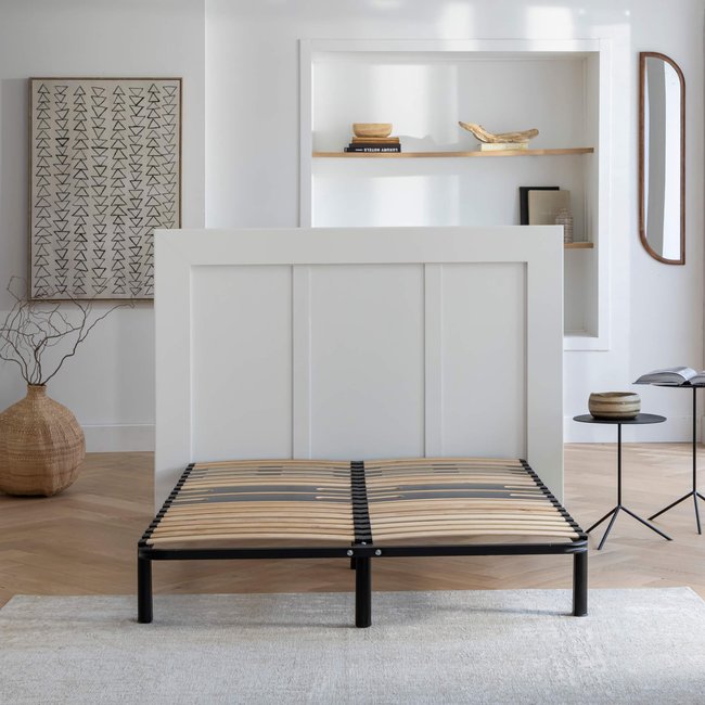 Sommier cadre à lattes métal en kit 5 zones morphologiques Couleur noir <span itemprop=