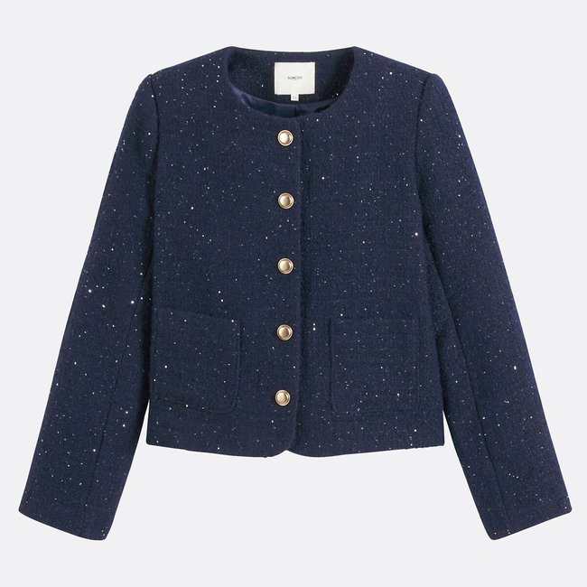 Jasje in tweed met lange mouwen en ronde hals, DARCY <span itemprop=