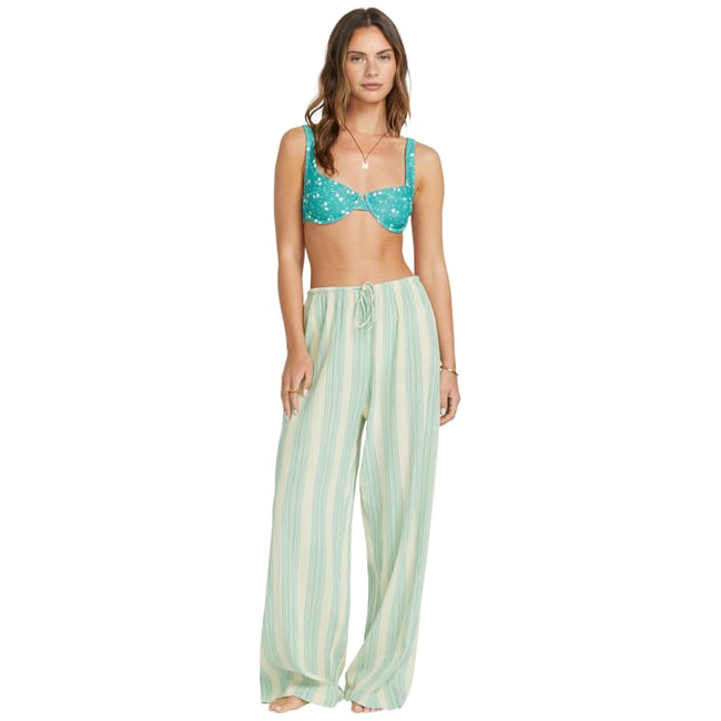 Pantalon à taille élastique SUNNY DAZE vert island green <span itemprop=