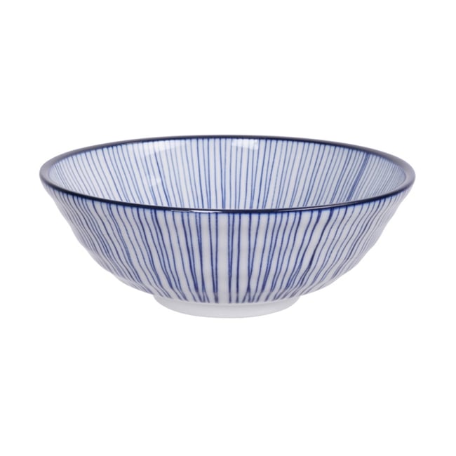 Saladier - ø21 cm Couleur blanc et bleu <span itemprop=