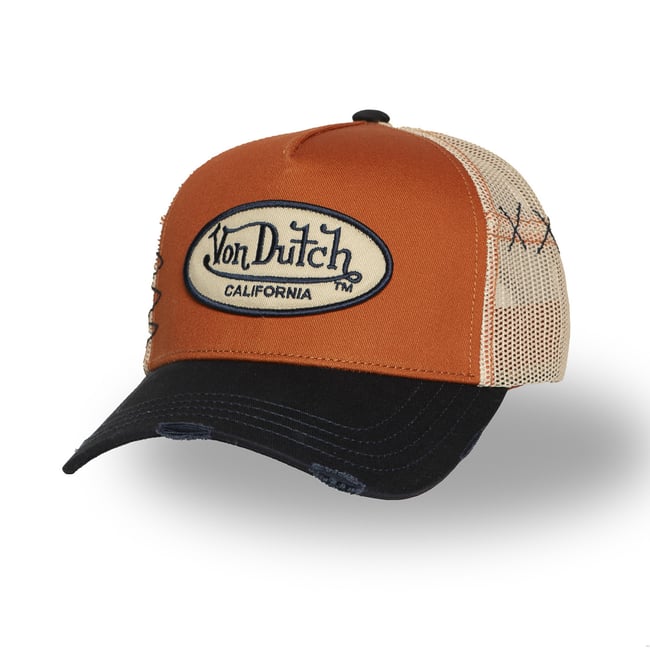 Casquette Trucker Used Usé noir/marron/beige <span itemprop=