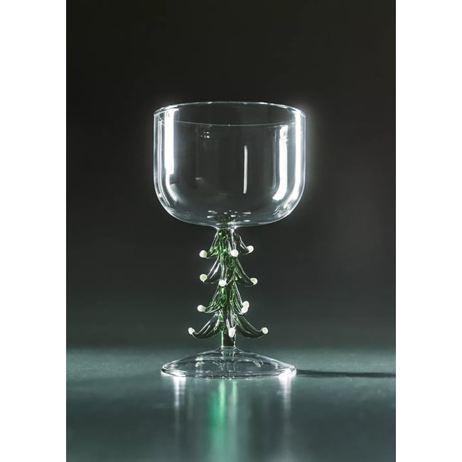 Verre à pied avec détail sapin Couleur vert forêt <span itemprop=