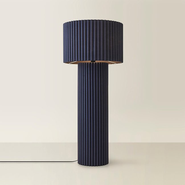 Colour Drench Ribbed Full Fabric Midi Floor Lamp - SO'HOME