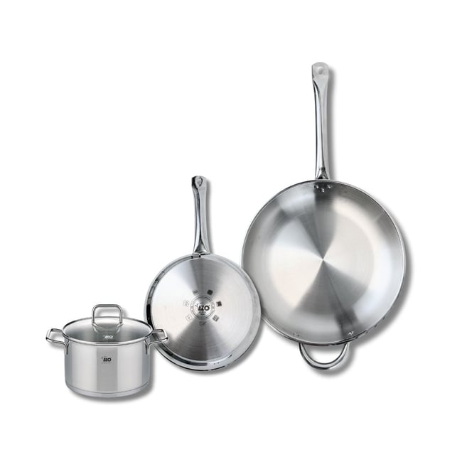 Batterie 2 poêles 24/32cm + 1 faitout 16cm PROFI CITRIN gris <span itemprop=