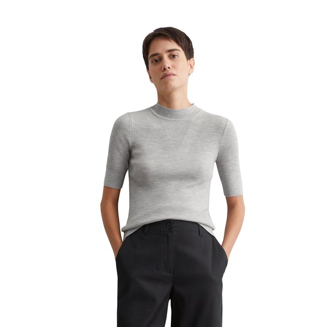Pull à manches courtes en maille shaped en fine laine mérinos - MARC O'POLO