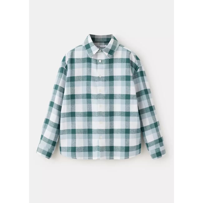 Chemise en coton imprimé à carreaux bleu <span itemprop=