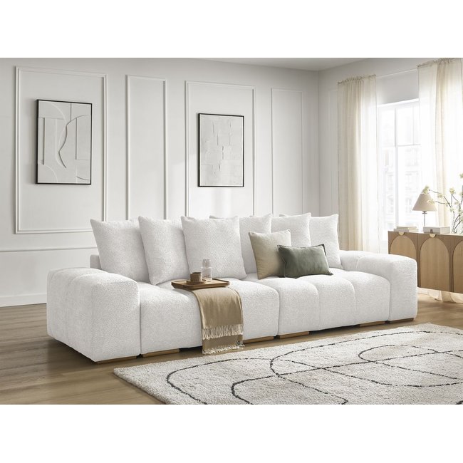 Canapé droit convertible 3 places en tissu bouclette, ANAKIN - BOBOCHIC