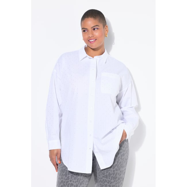Chemisier oversize blanc cassé <span itemprop=