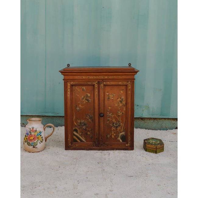 Armoire à pharmacie peinte Gaëlle N°1499 - Bon état Couleur bois foncé <span itemprop=