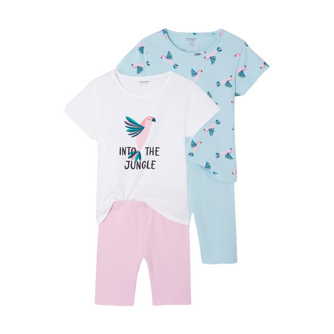 Lot de 2 pyjamas cyclistes turquoise <span itemprop=
