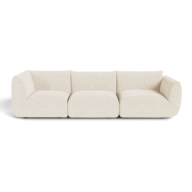Canapé modulable 5 places en velours chenillé NOOMA Couleur crème <span itemprop=