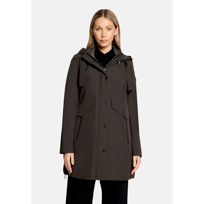 Veste outdoor à capuche amovible vert foncé <span itemprop=