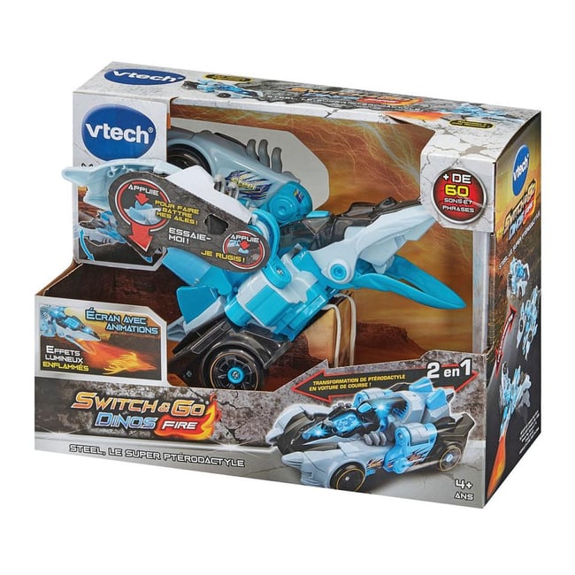 Switch  and  go dinos - steel, le super pterodactyle bleu <span itemprop=