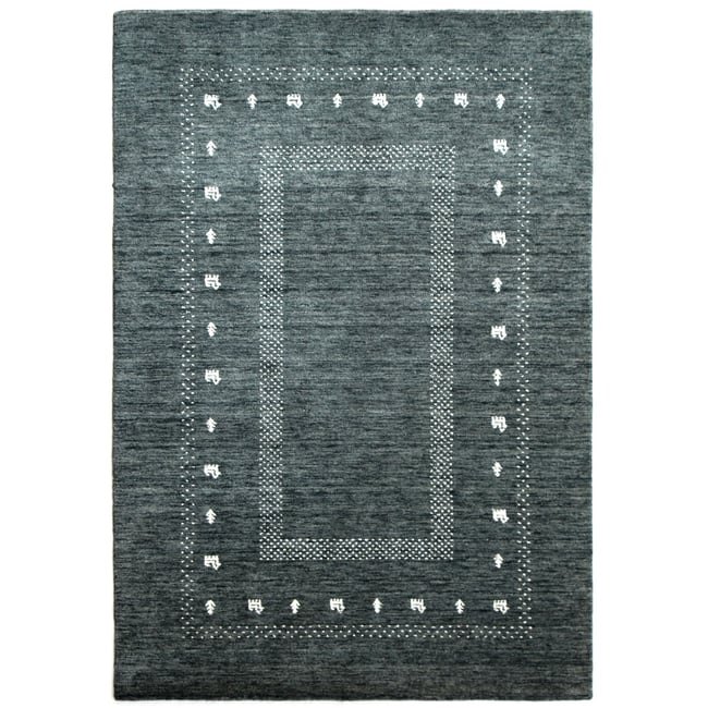 Tapis gabbeh tufté New York laine d'argentine Couleur gris foncé <span itemprop=