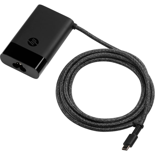 Chargeur ordinateur portable PC 65W noir mat compact USB-C EU - HP