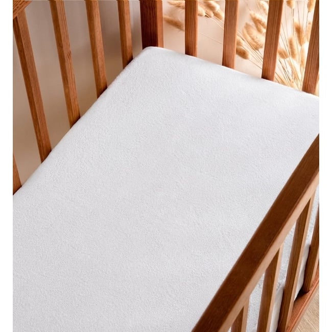 Alèse Berceau Imperméable BOUCLETTE COTON BIO Couleur blanc <span itemprop=