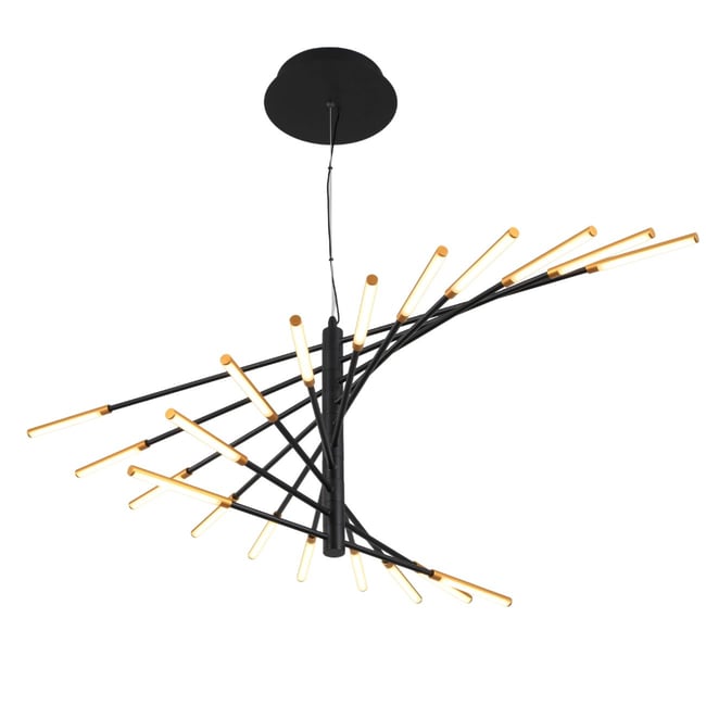 Suspension contemporaine audacieuse - ASPEN Couleur noir et doré <span itemprop=