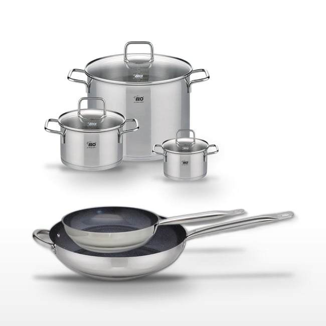 2 poêles 24/32cm + 3 faitouts 14/20/26cm PROFI THERM PLATINUM gris|noir <span itemprop=