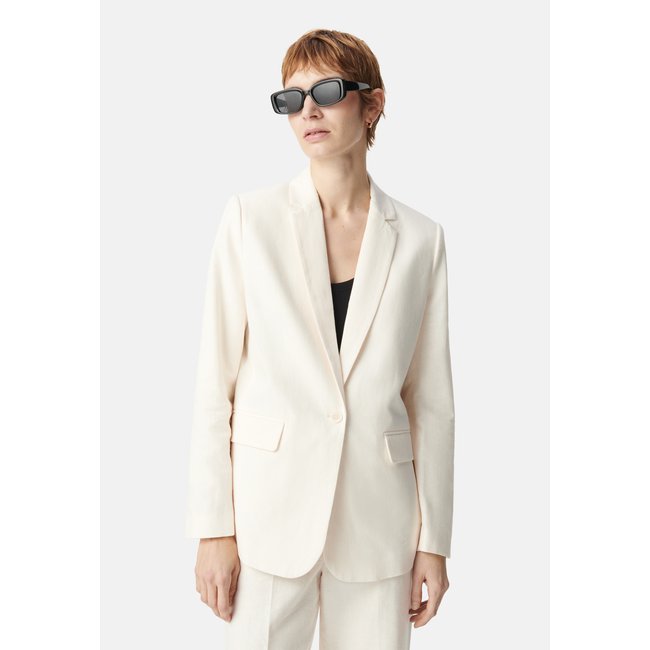 Veste de costume lin et coton ecru <span itemprop=