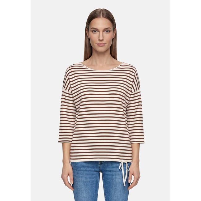 Pull-over en maille à encolure bateau patch cream/brown <span itemprop=