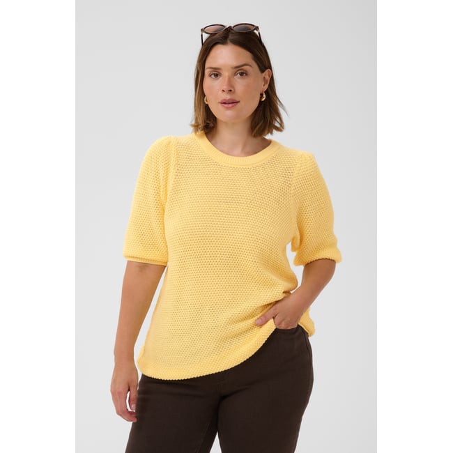Pullover tricoté jaune sunlight <span itemprop=