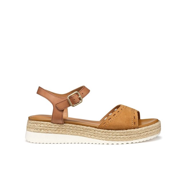 Sandalias de piel trenzada Eolie coñac <span itemprop=