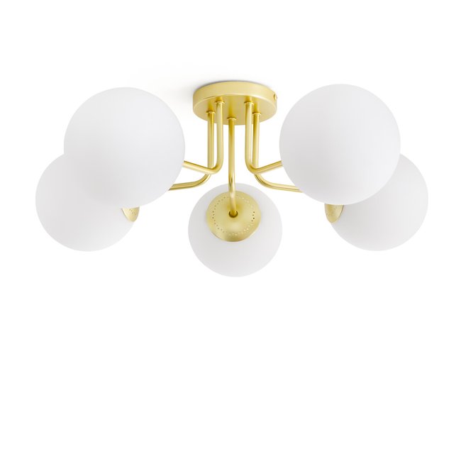 Moricio Brass and Opaline Glass Ceiling Light, white, LA REDOUTE INTERIEURS