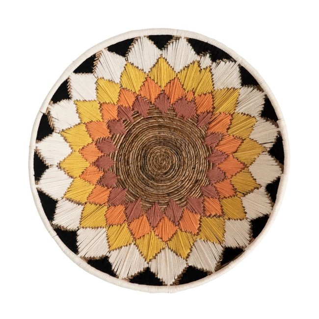 Décoration murale en feuille de bananier et cotton KALIMANTAN Couleur jaune terracotta <span itemprop=
