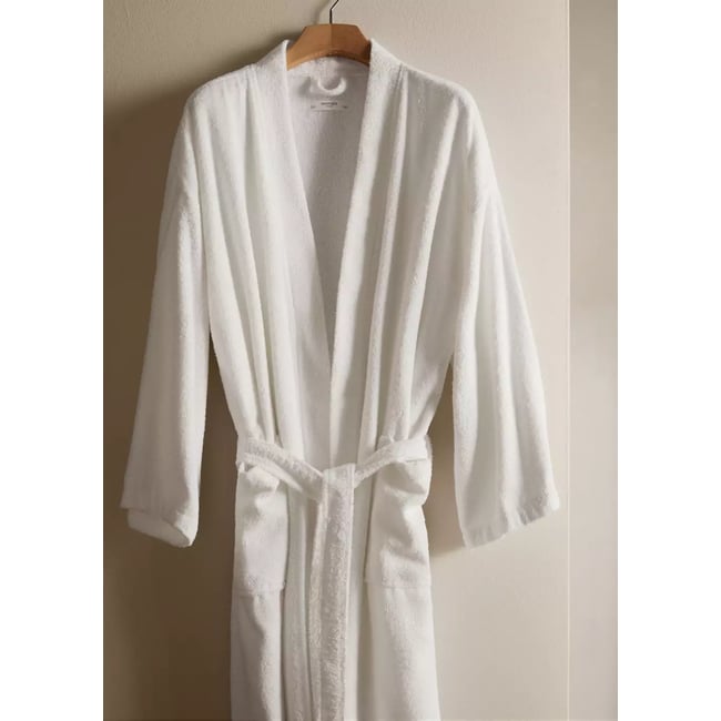 Peignoir en coton bouclette blanc <span itemprop=
