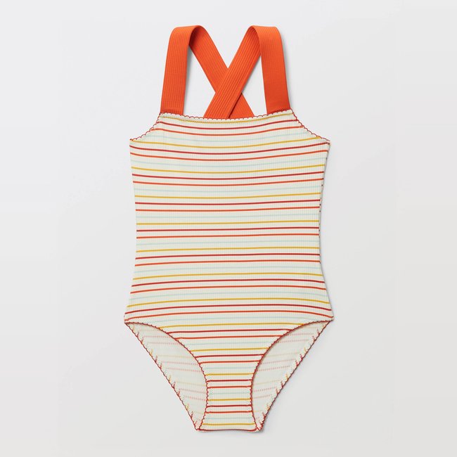 Maillot de bain 1 pièce rayé ecru <span itemprop=