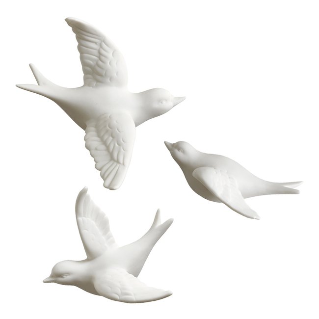 Coffret de 3 hirondelles Couleur blanc <span itemprop=