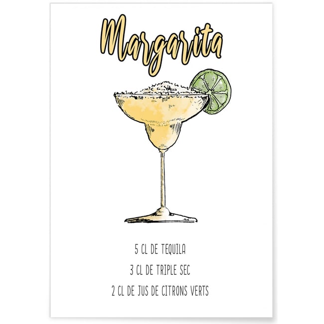 Affiche Cocktail Margarita Couleur blanc <span itemprop=