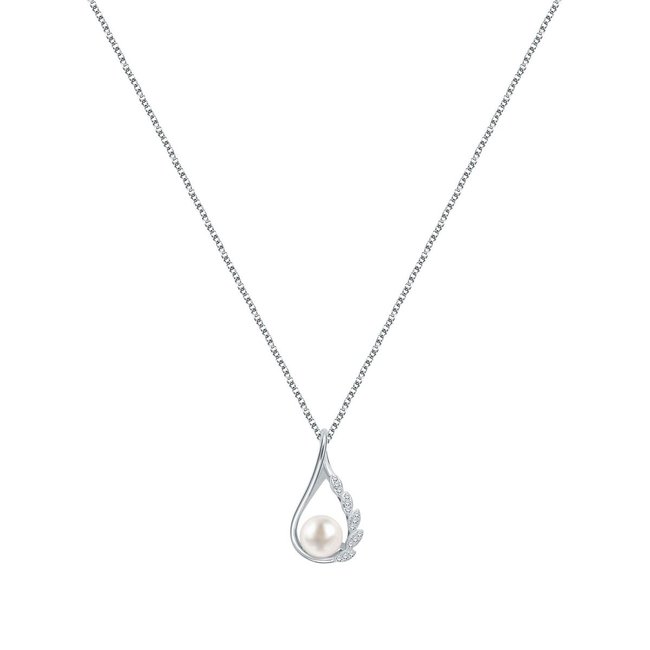 Collier en argent 925 et perle de culture argent et blanc <span itemprop=